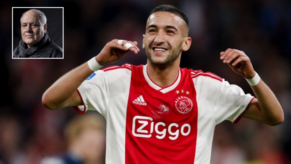 نجم أياكس حكيم زياش / المدرب الهولندي مارتن يول